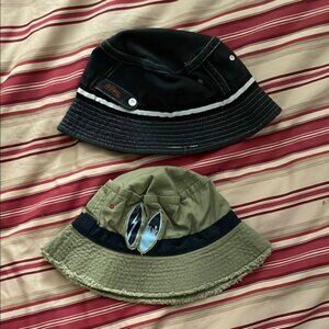 100% Cotton Kids Bucket Hat Set - Black and Olive